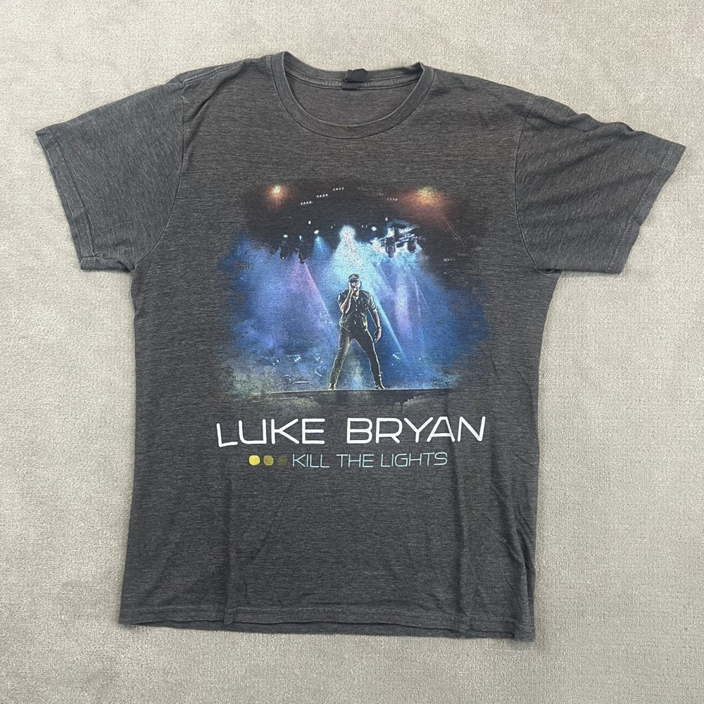 Luke Bryan Kill The Lights 2016 Tour Graphic T-Shirt Gray Mens Small S
